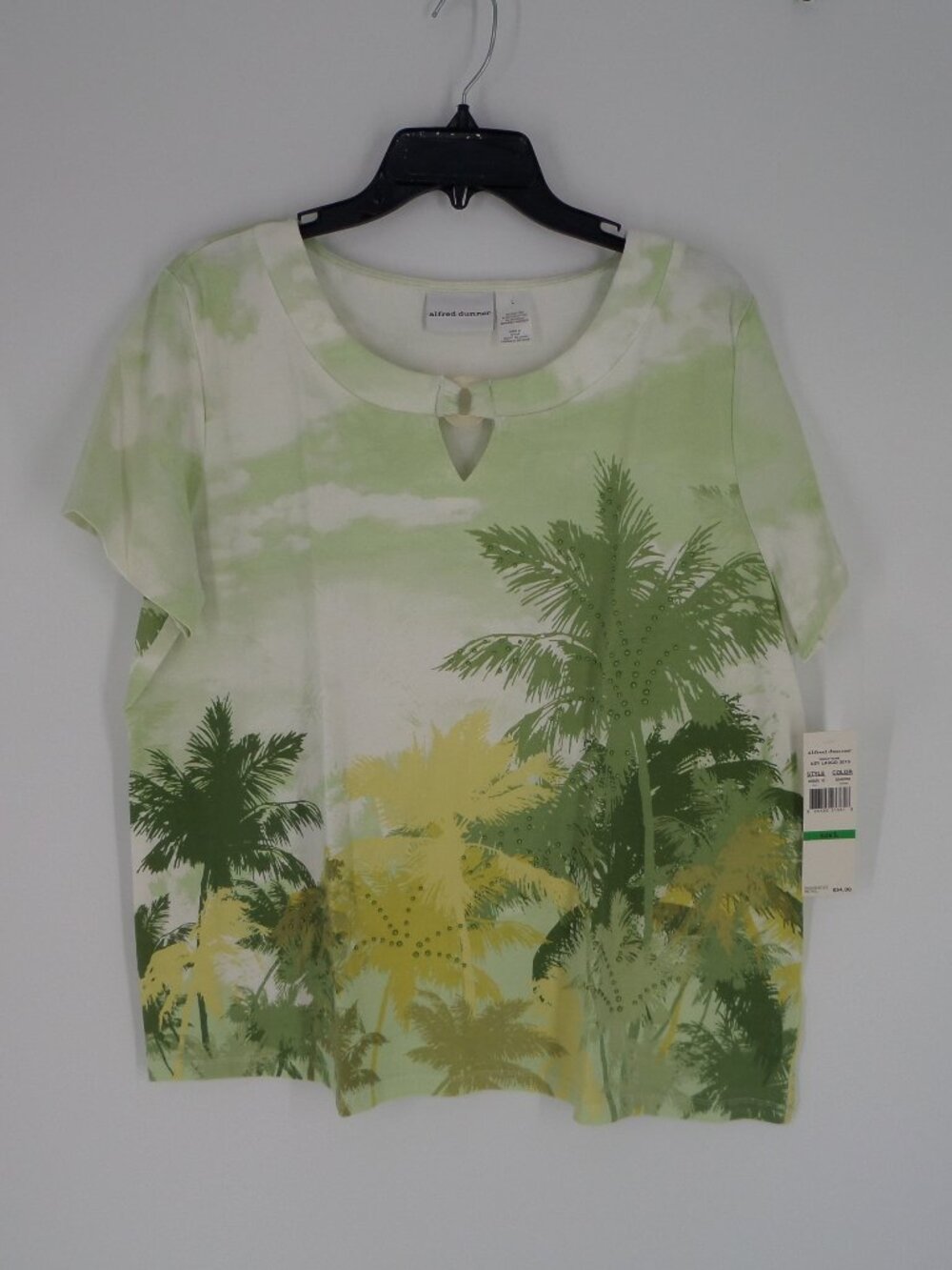 Alfred Dunner Woman's Knit Top With Palm Trees Size Large NWT